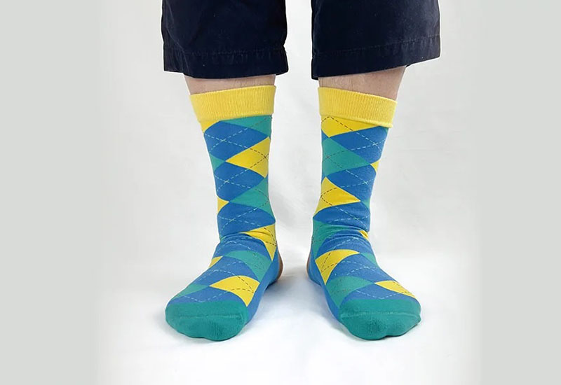 經典菱格紋-藍 厚襪款(2種尺寸)